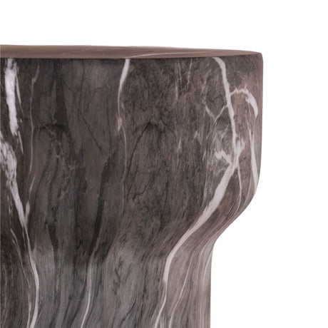 Round Geometric Outdoor/Indoor End Table - Marble