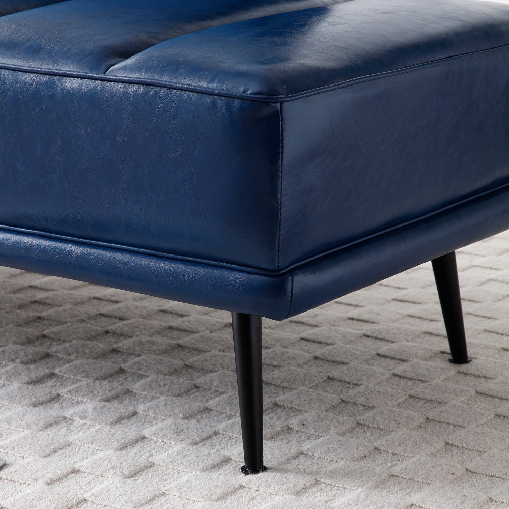 Blue Faux Leather Two-Seat Bench with Side Table | Catchy