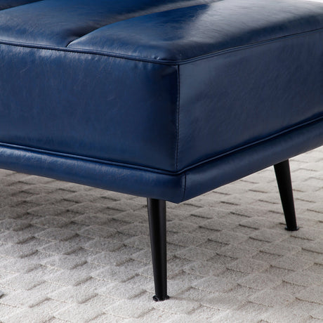 Blue Faux Leather Two-Seat Bench with Side Table | Catchy
