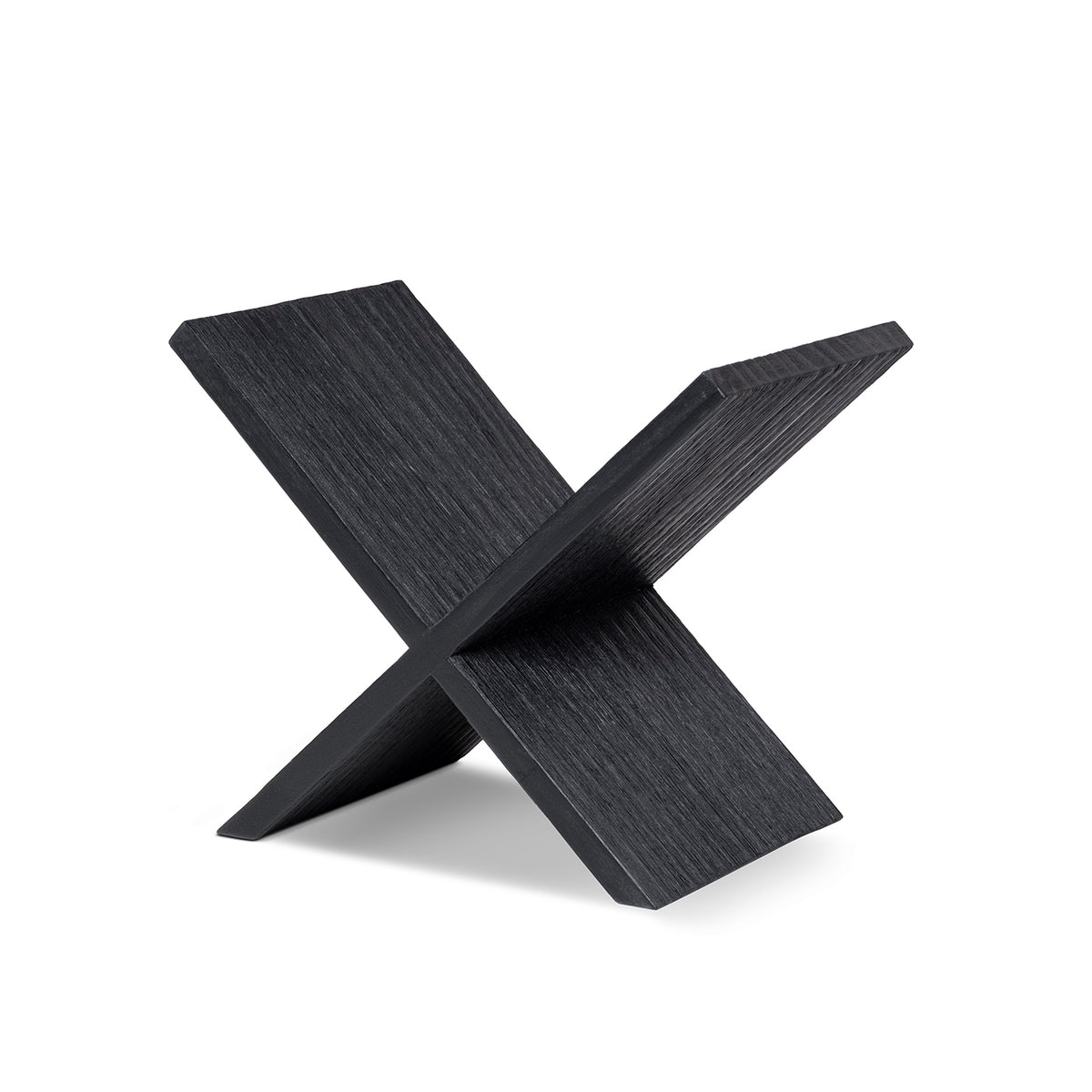 Otto X-Shaped Wood Display Shelf, Matte Black Reclaimed Pine - OROA Modern Furniture