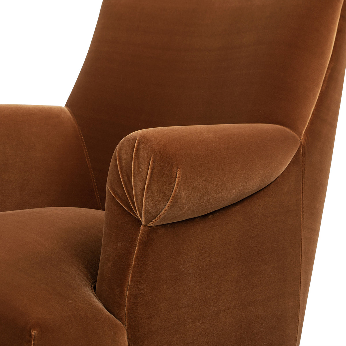 Eloise Pleated Sock Arm Accent Armchair, Burnt Orange Performance Velvet - OROA Modern Furniture