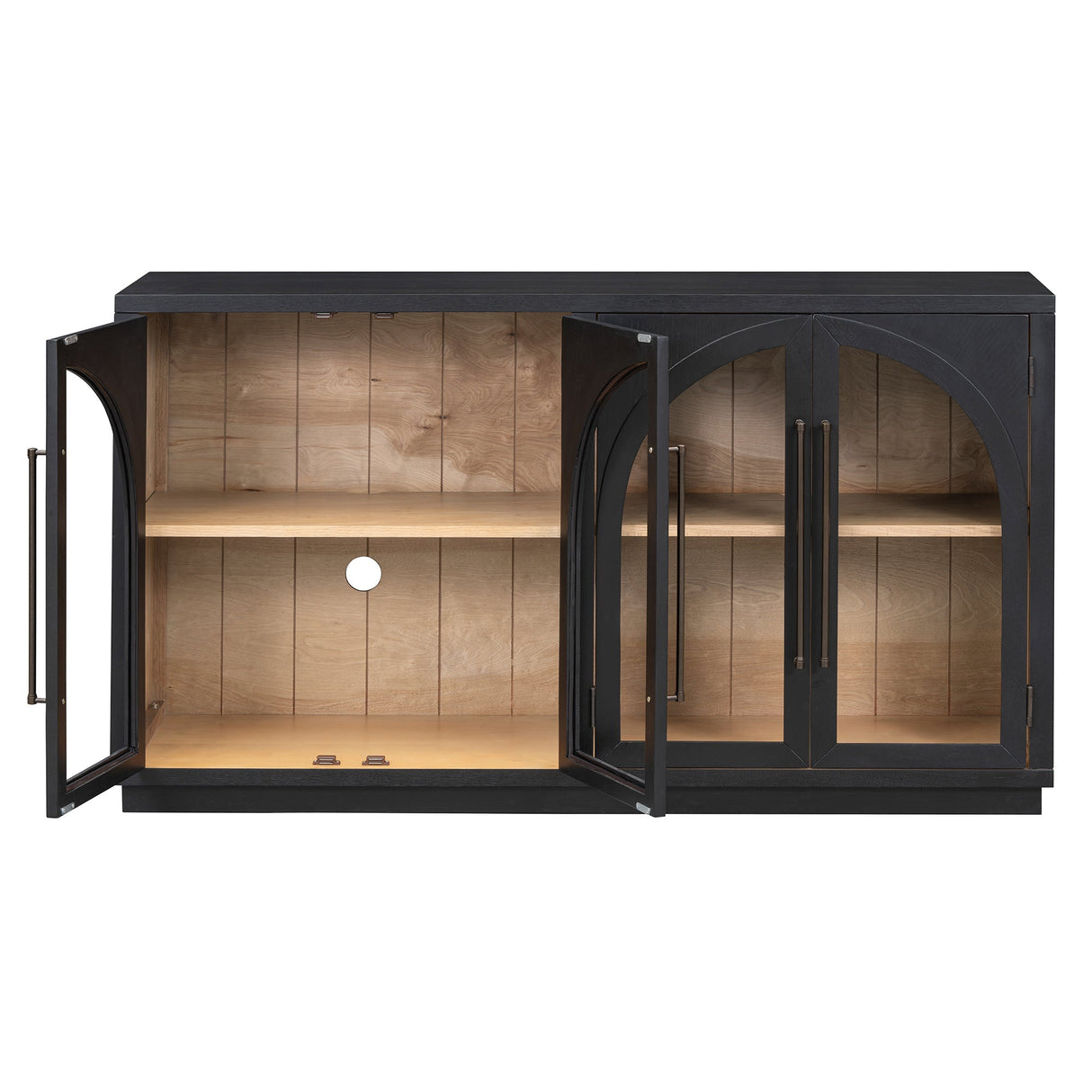 Black Vintage Arched Storage Buffet Cabinet - OROA