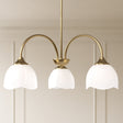 Three-Light Frosted Flower Glass Chandelier — flower-shaped shade close-up
