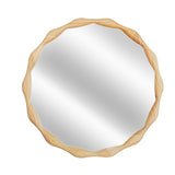 Natural Wood Wavy Round Wall Mirror – OROA, view 1