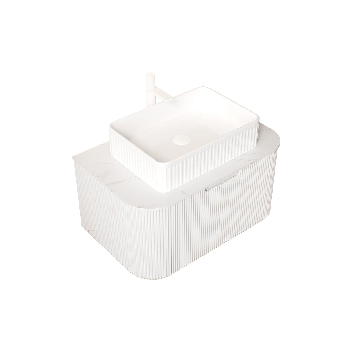 Bathroom Vanity & Sink with Floating Curved Edges - OROA