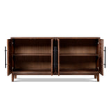 Koa Woven Wood 4-Door Sideboard, Dark Brown Reclaimed Pine - OROA Modern Furniture