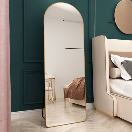 Gold Frame Floor Mounted Full Length Mirror | OROA