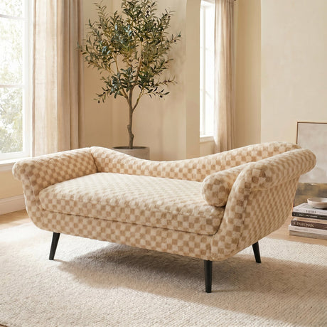Sand Upholstered Sled-Base Sofa