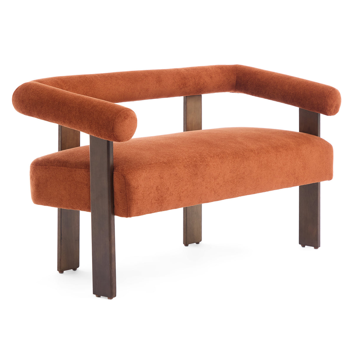 Round Orange Bouclé Loveseat - OROA