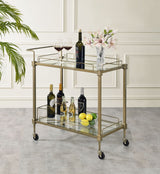 Antique Mirrored Brass Serving Cart - OROA