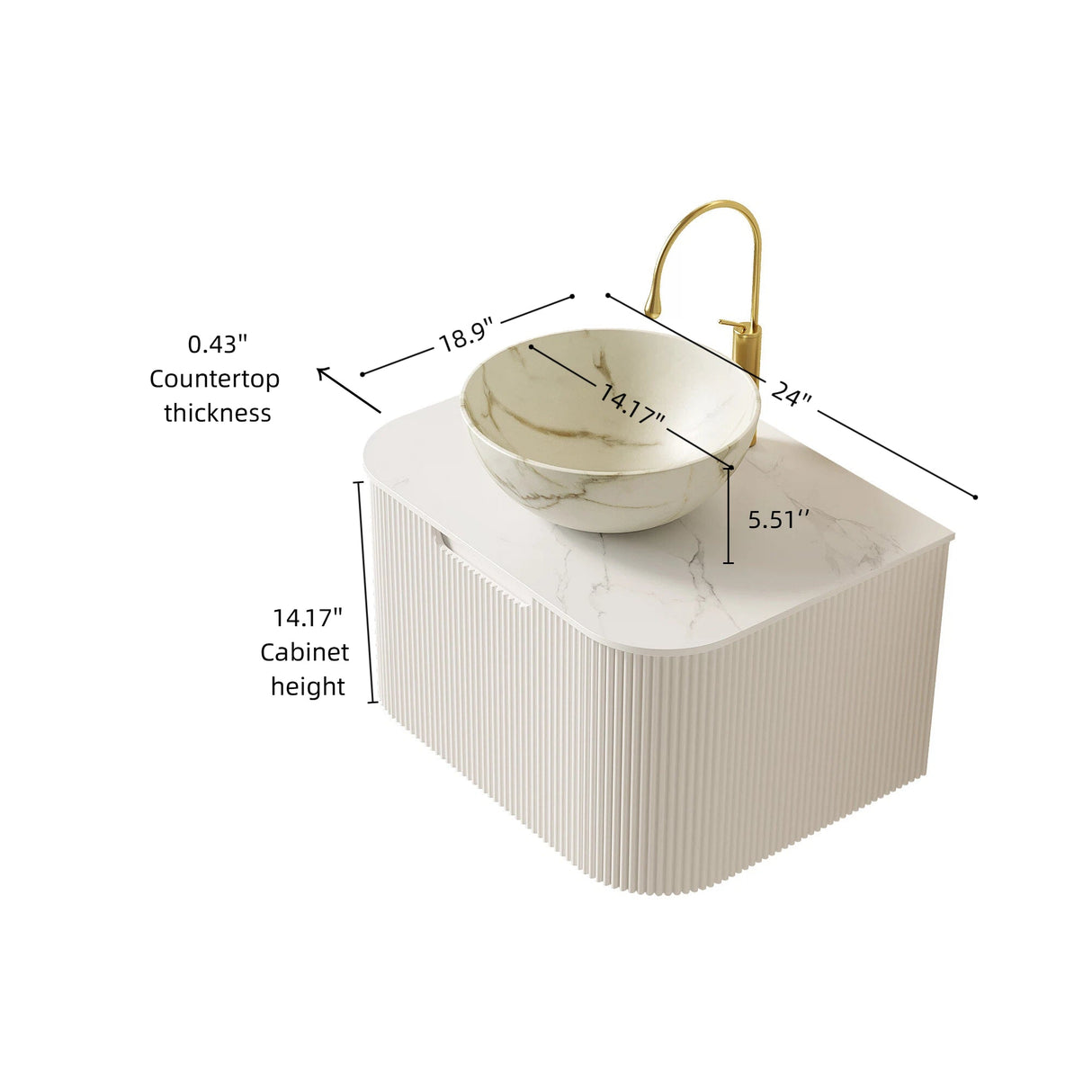 Floating Modern Bathroom Vanity & Sink - OROA