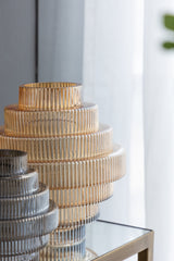 Tiered Geometric Amber Luster Clear Vase