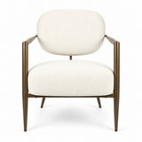 Cream Textured Accent Chair with Bronze Metal Frame | Catchy