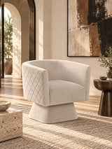 Taupe Velvet 360° Swivel Chair with Diamond Stitching | Catchy