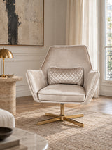 Cream Velvet Swivel Lounge Chair | Catchy