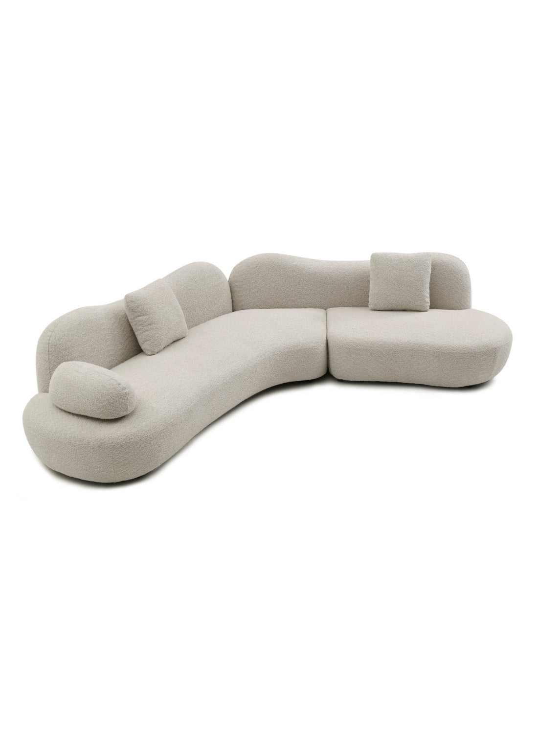 Beige Bouclé Curved Sectional Sofa | OROA