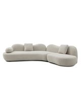 Beige Bouclé Curved Sectional Sofa | OROA