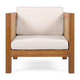 Outdoor Club Teak Chair With Rope Arm And Cushions - OROA