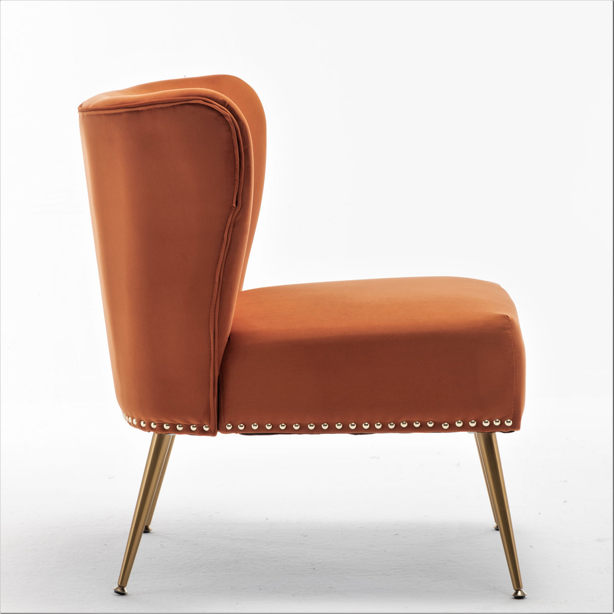 Orange Nailhead Slipper Accent Chair | Catchy
