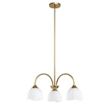 Three-Light Frosted Flower Glass Chandelier — full chandelier view