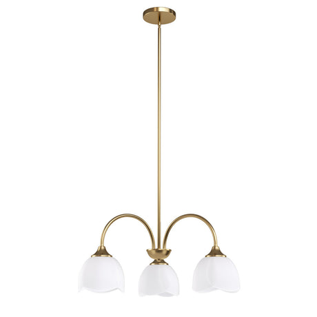 Three-Light Frosted Flower Glass Chandelier — full chandelier view