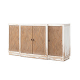 Amelie Patchwork 4-Door Sideboard, Antique White and Medium Brown Reclaimed Pine - OROA Online Furniture