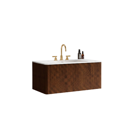 Striped Walnut Bathroom Vanity - OROA