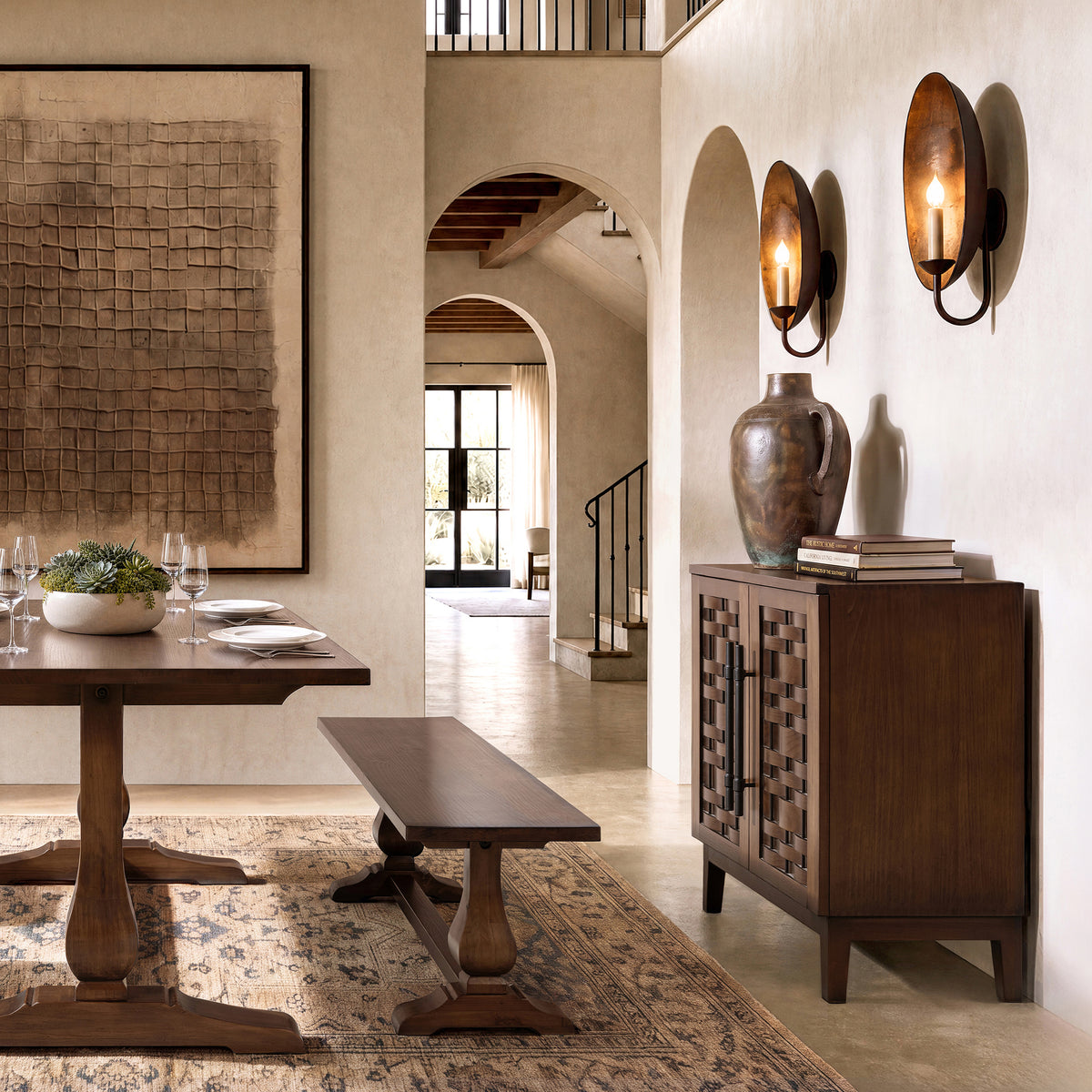 Koa Woven Wood Cabinet with Textured Door Fronts, Dark Brown Reclaimed Pine - OROA Modern Furniture