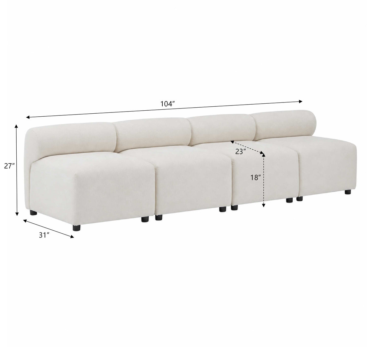 4-Piece Modular Chenille Sectional Sofa - OROA