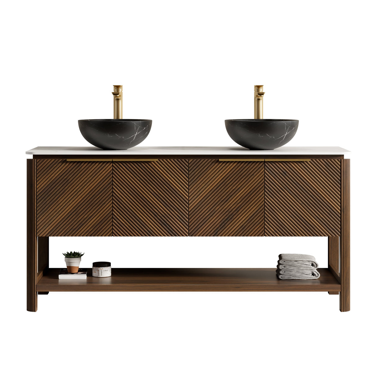 Modern 60" Bathroom Vanity with Sinter Stone Countertop - OROA