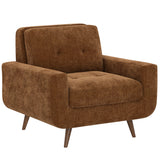 Russet Upholstered Chair, Orange and Dark Brown Polyester - OROA Modern Furniture