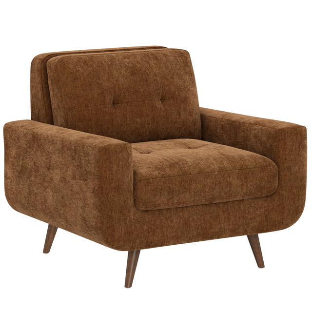Russet Upholstered Chair, Orange and Dark Brown Polyester - OROA Modern Furniture