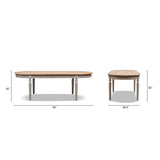 Colette Reclaimed Pine Oval Dining Table, Antique Natural Brown Top and Blue-Grey Base - OROA Modern Furniture