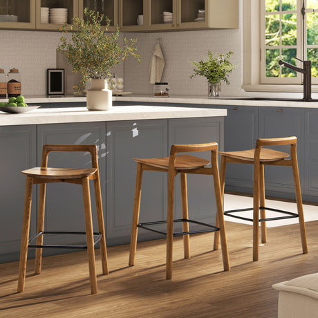 Minimalist Low Back Walnut Counter Stool | OROA