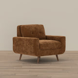 Russet Upholstered Chair, Orange and Dark Brown Polyester - OROA Modern Furniture