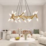 Golden Modern Chandelier Light Fixture with Branch Design