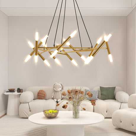 Golden Modern Chandelier Light Fixture with Branch Design