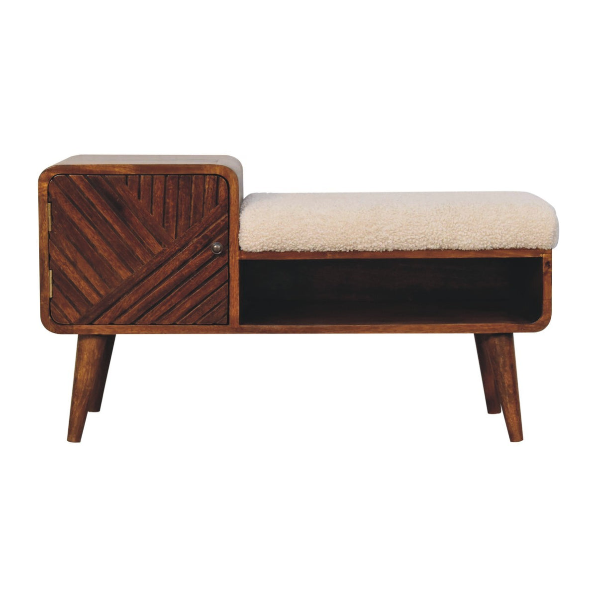 wool and wood bench