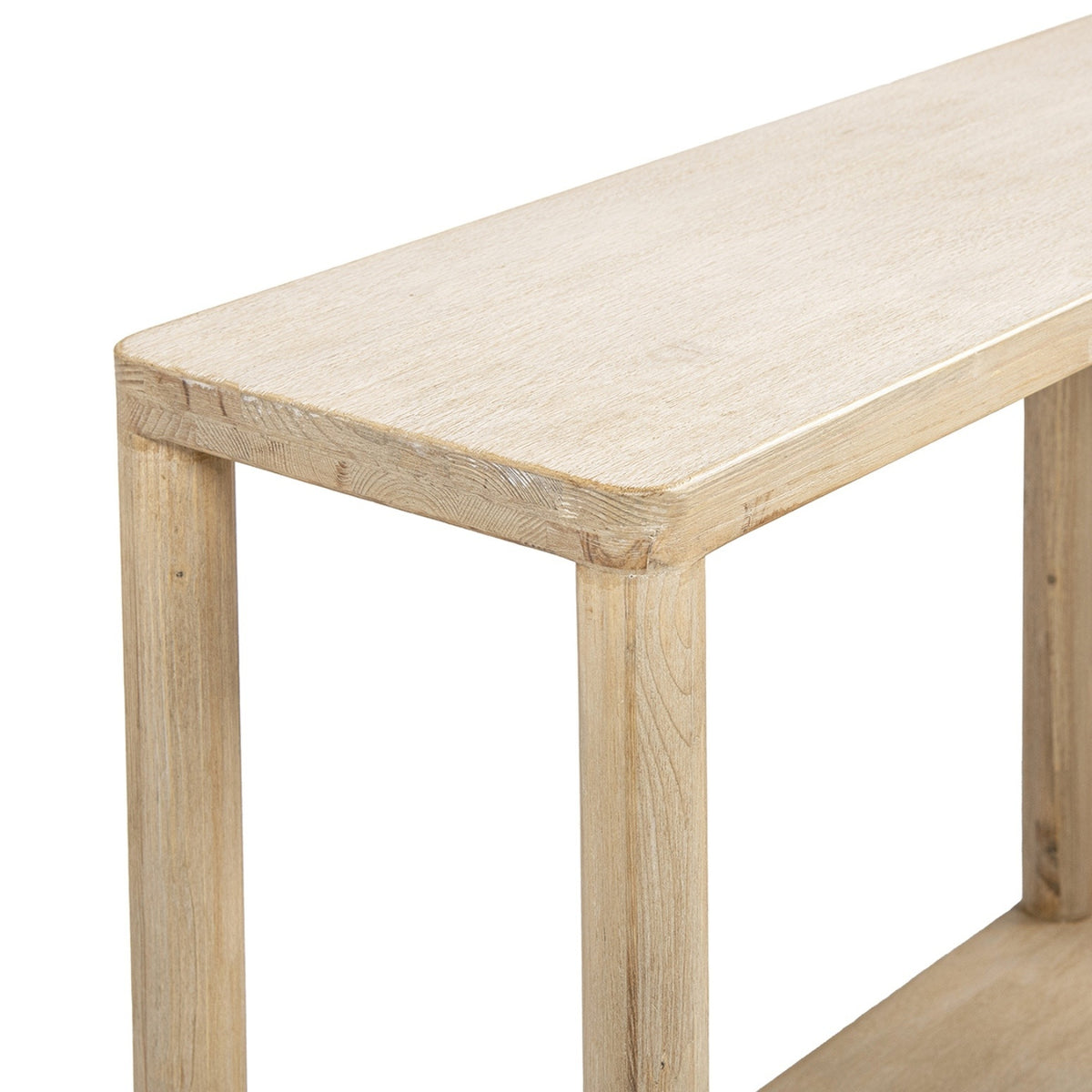 Milo Cerused Reclaimed Pine Console Table with Lower Shelf, Light Natural - OROA Online Furniture