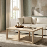 Ellis Reclaimed Pine Open Frame Coffee Table with Lower Shelf, Light Natural Cerused - OROA Online Furniture