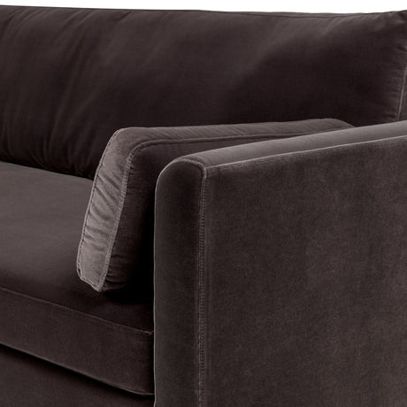 Josephine Modern Upholstered Sofa with Solid Wood Legs, Deep Brown Performance Velvet - OROA Modern Furniture