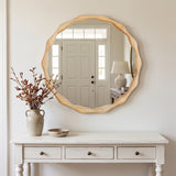 Natural Wood Wavy Round Wall Mirror – OROA, view 6