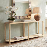 Milo Cerused Reclaimed Pine Console Table with Lower Shelf, Light Natural - OROA Online Furniture