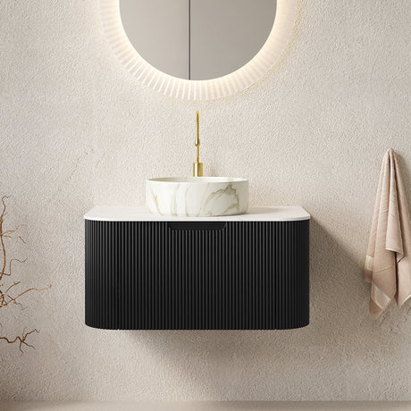 Modern Bathroom Vanity & Sink with Floating Curved Edges - OROA