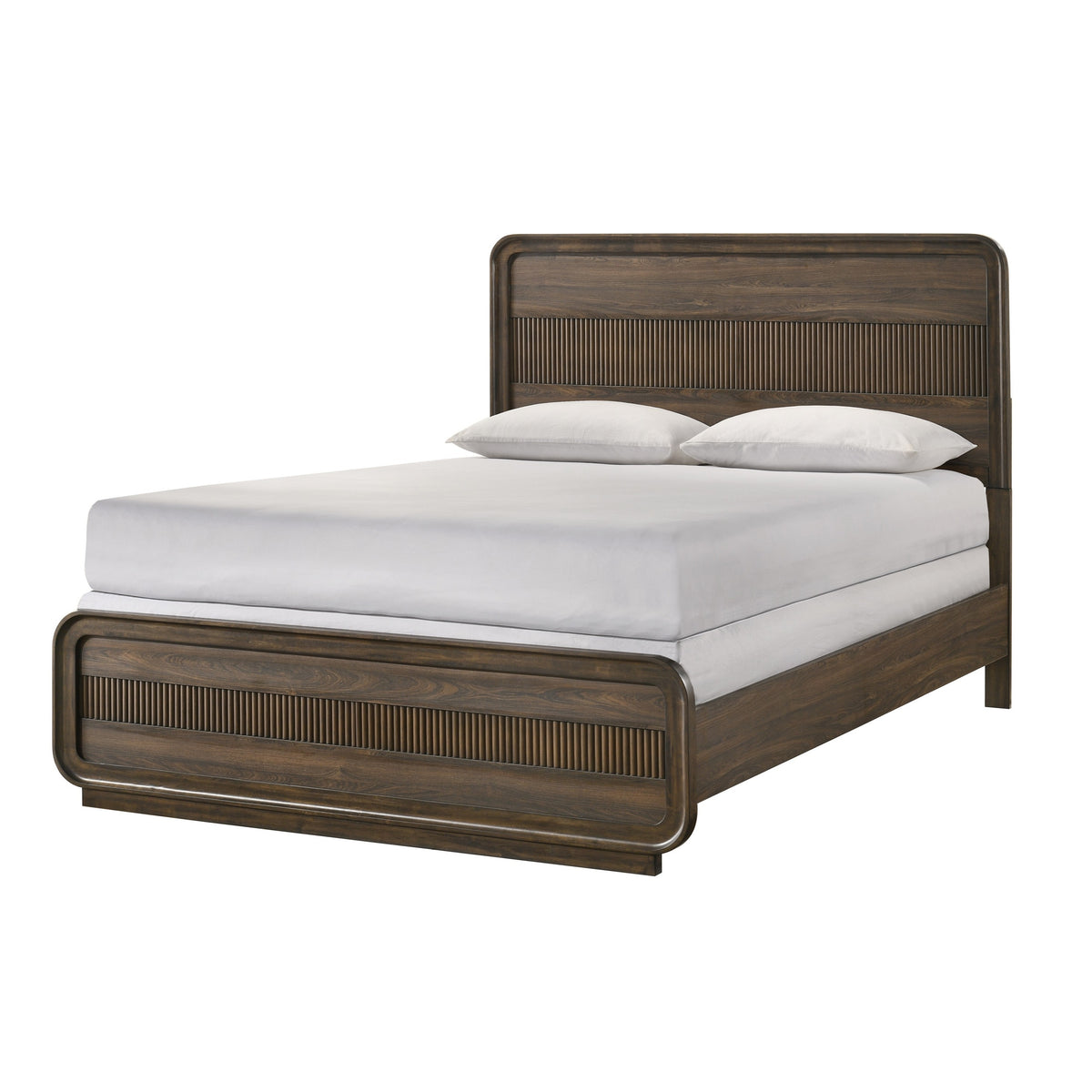 Brown Mid Century Wood King Bed – OROA, view 1