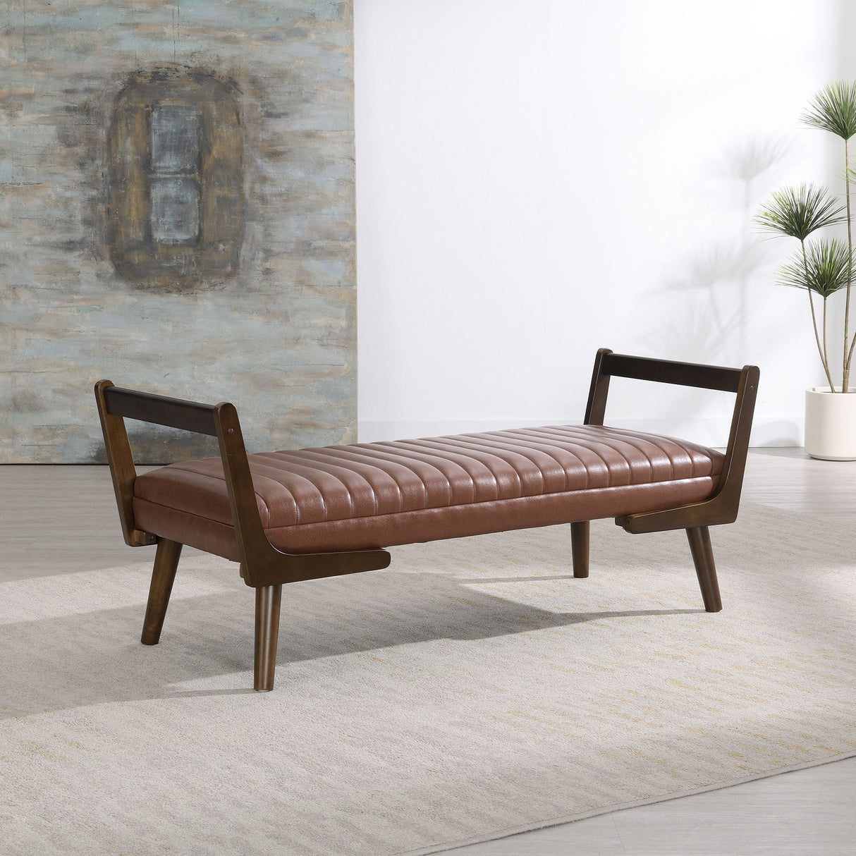 Mid-Century Bench With Wood Legs - OROA