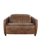 Brancaster Grain Leather Loveseat - Brown