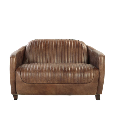 Brancaster Grain Leather Loveseat - Brown