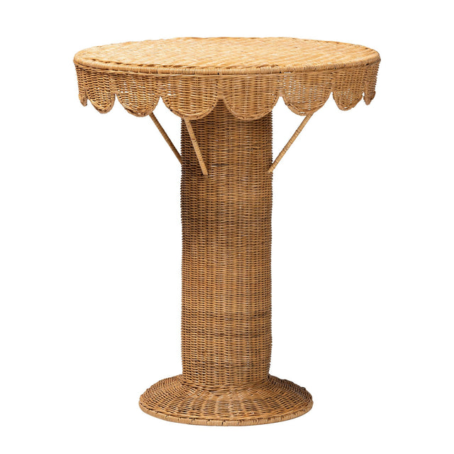 Honey Rattan Scalloped Console Table – OROA, view 1