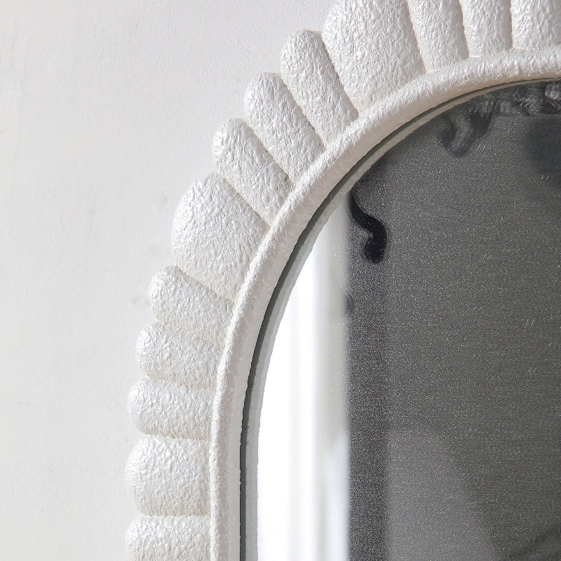 Cream White Petal Oval Wall Mirror | Catchy
